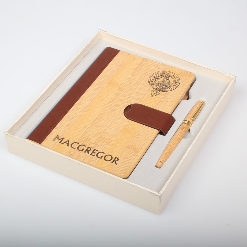 MacGregor Clan Crest Luxury Bamboo Covered Notebook Boxed Set