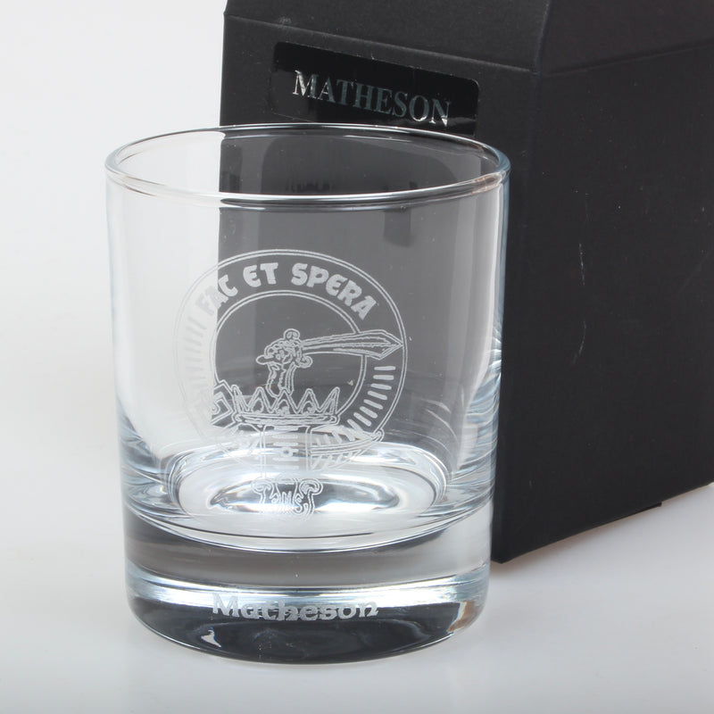 Clan Crest Whisky Glass with Matheson Crest