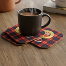 McLaughlin Clan Crest and Tartan Wooden Coaster 4 Pack
