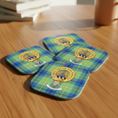 Johnstone Clan Crest and Tartan Wooden Coaster 4 Pack