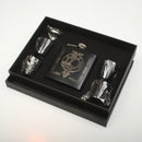 Bain Clan Crest engraved 6oz Matt Black Hip Flask Gift Set with Cups and Funnel