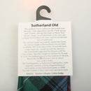 Close-up view of the Pure Wool Tie in Sutherland Old Ancient Tartan, highlighting the rich colors and texture of the fabric.