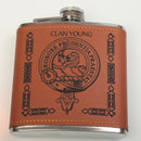 Young Clan Crest PU Leather Covered Hip Flask