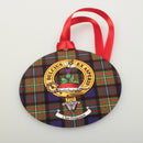 Fergusson Clan Crest and Tartan Metal Christmas Ornament - 6 Styles Available