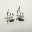 Bagpipe Cufflinks with Gunn Tartan Insert