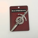 Clan Crest Pewter Kilt Pin with MacPherson Crest showcasing intricate details and premium quality craftsmanship, representing Scottish heritage and tradition.
