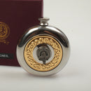 MacNeil Clan Crest Pewter Sporran Flask showcasing premium quality pewter construction and unique clan crest design.