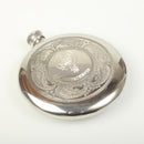 Drummond Paisley Pattern Clan Crest Sporran Flask showcasing its elegant pewter design and intricate paisley detailing, perfect for adding Scottish flair to any outfit.