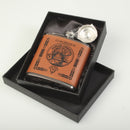 Douglas Clan Crest PU Leather Covered Hip Flask