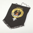 Forbes Clan Crest Embroidered Pennant showcasing customizable clan pride on durable black polyester fabric