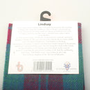 Close-up of the Lambswool Scarf in Lindsay Ancient Tartan highlighting the traditional Scottish design and superior quality.