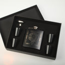Campbell Clan Crest engraved 6oz Matt Black Hip Flask Gift Set with Cups and Funnel