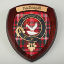 MacDougall Clan Crest Plaque showcasing Scottish craftsmanship and authentic tartan design, perfect for heritage decor.