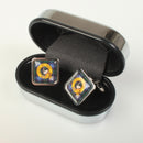 Close-up of Mitchell Clan Crest Cufflinks highlighting the detailed design and resin doming technique, perfect for any formal occasion.