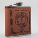Chisholm Clan Crest PU Leather Covered Hip Flask