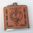 Chisholm Clan Crest PU Leather Covered Hip Flask