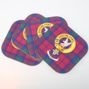 Lindsay Clan Crest and Tartan Wooden Coaster 4 Pack