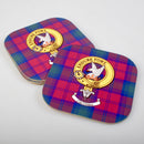 Lindsay Clan Crest and Tartan Wooden Coaster 4 Pack