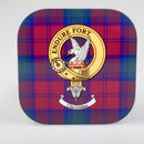 Lindsay Clan Crest and Tartan Wooden Coaster 4 Pack