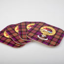 MacDonald Clan Crest and Tartan Wooden Coaster 4 Pack