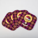 MacDonald Clan Crest and Tartan Wooden Coaster 4 Pack