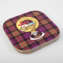 MacDonald Clan Crest and Tartan Wooden Coaster 4 Pack
