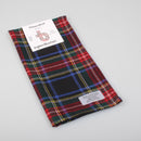 Wool Tartan Pocket Square in Stewart Black Tartan