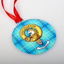 Oliphant Clan Crest and Tartan Metal Christmas Ornament - 6 Styles Available