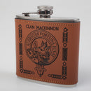 MacKinnon Clan Crest PU Leather Covered Hip Flask