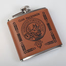 MacKinnon Clan Crest PU Leather Covered Hip Flask