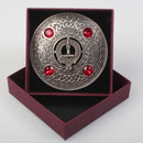 Shaw Clan Crest Pewter Plaid Brooch