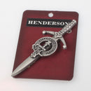 Clan Crest Pewter Kilt Pin with Henderson Crest