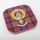 MacDonald of Clanranald Clan Crest and Tartan Wooden Coaster 4 Pack