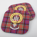 MacDonald of Clanranald Clan Crest and Tartan Wooden Coaster 4 Pack