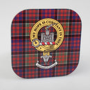 MacDonald of Clanranald Clan Crest and Tartan Wooden Coaster 4 Pack