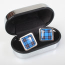 Ramsay Blue Modern Tartan Cufflinks - Choose Your Shape