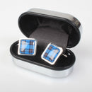 Ramsay Blue Modern Tartan Cufflinks - Choose Your Shape