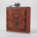 MacLeod Clan Crest PU Leather Covered Hip Flask