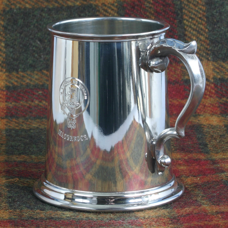 Clan Crest One Pint Pewter Tankard with Extra Engraving