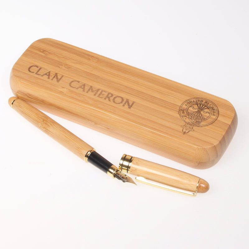 Clan Crest Engraved Fountain Pen Case with Pen