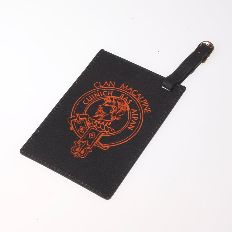 MacAlpine Clan Crest Engraved PU Leather Luggage Tag