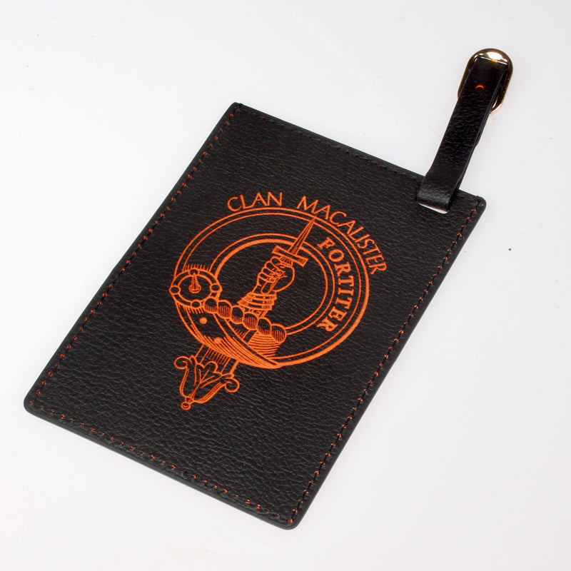 MacAlister Clan Crest Engraved PU Leather Luggage Tag