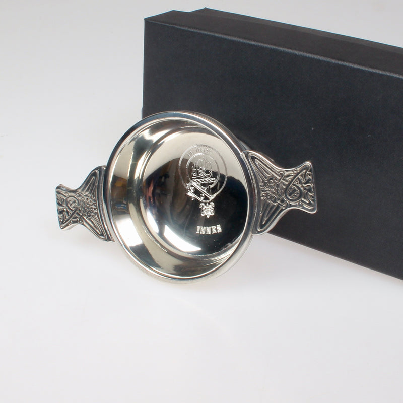 Innes Clan Crest Engraved Quaich.