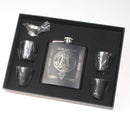 MacLean Clan Crest engraved 6oz Matt Black Hip Flask Gift Set with Cups and Funnel