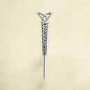 Celtic Twist Kilt Pin in polished pewter, elegantly designed and supplied in a black presentation box, made in Scotland.