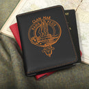 Blue notebook with a white emblem and text on a textured surface