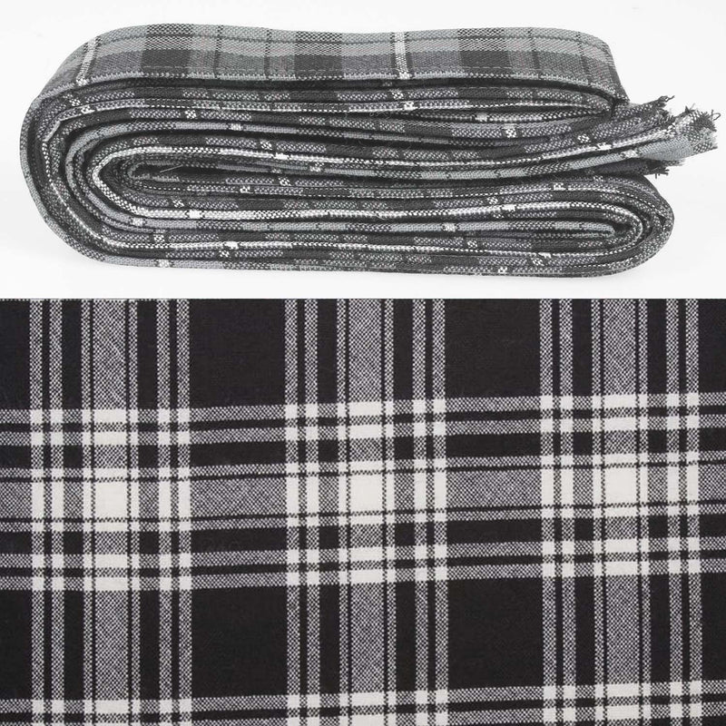 Wool Strip Ribbon in Menzies Black & White Tartan - 5 Strips, Choose Your Width
