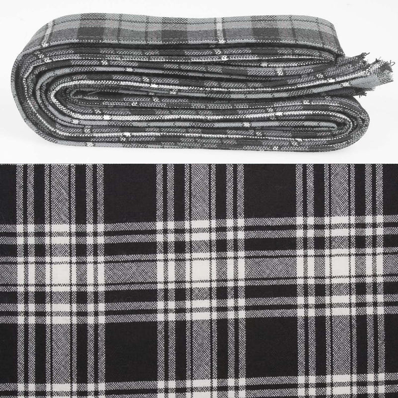 String Ribbon Wool Wool Strip Ribbon - Menzies Black & White Tartan