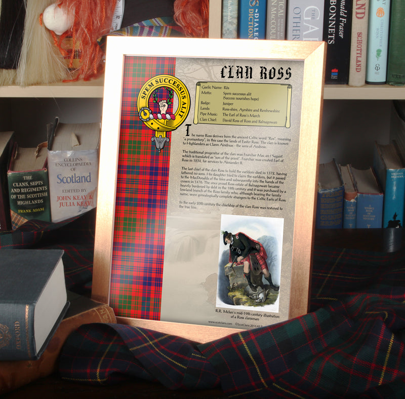 Ross Clan History Print - Choose Framed or Unframed
