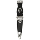 Deluxe Polished Top Clan Crest Sgian Dubh with fine leather sheath and polished mounts, presented in an elegant gift box.